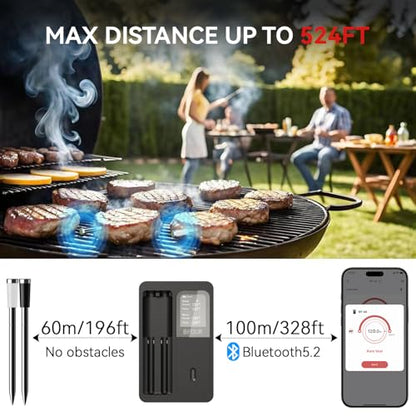 Termometru carne wireless cu 2 sonde impermeabile BFOUR + afisaj LCD