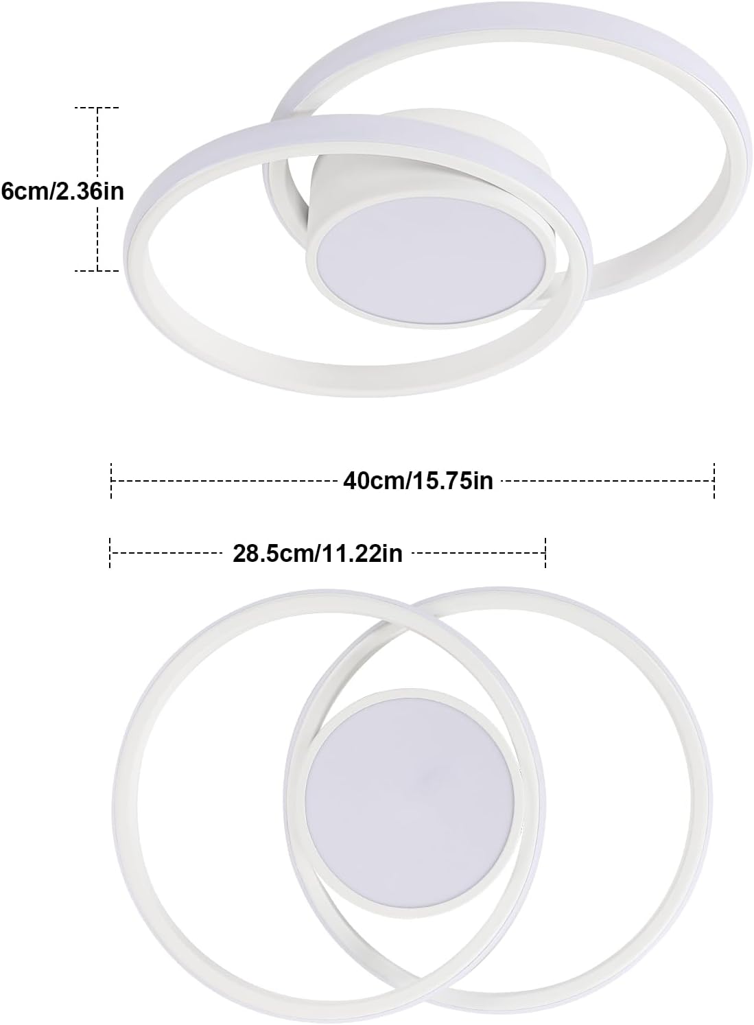 DELIPOP Ceiling Light LED Dimmable with Remote Control / App, 40 W Modern Ceiling Light Round White LED Lamp for Bedroom, Living Room, Kitchen, Dining Room