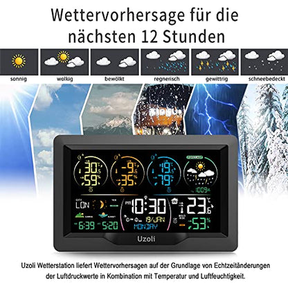 Statie meteo wireless EM3390 Uzoli cu 3 senzori, DCF, prognoza
