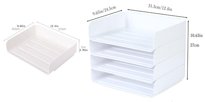 Organizator documente HKeeper 4 niveluri A4 plastic alb