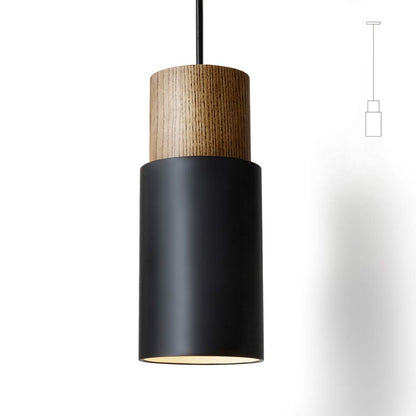 Pendul Vintage 4 lumini E27 92 cm lemn si metal negru