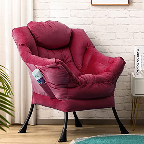 Fotoliu living din catifea HollyHOME, rosu, cu cotiere, confort sporit