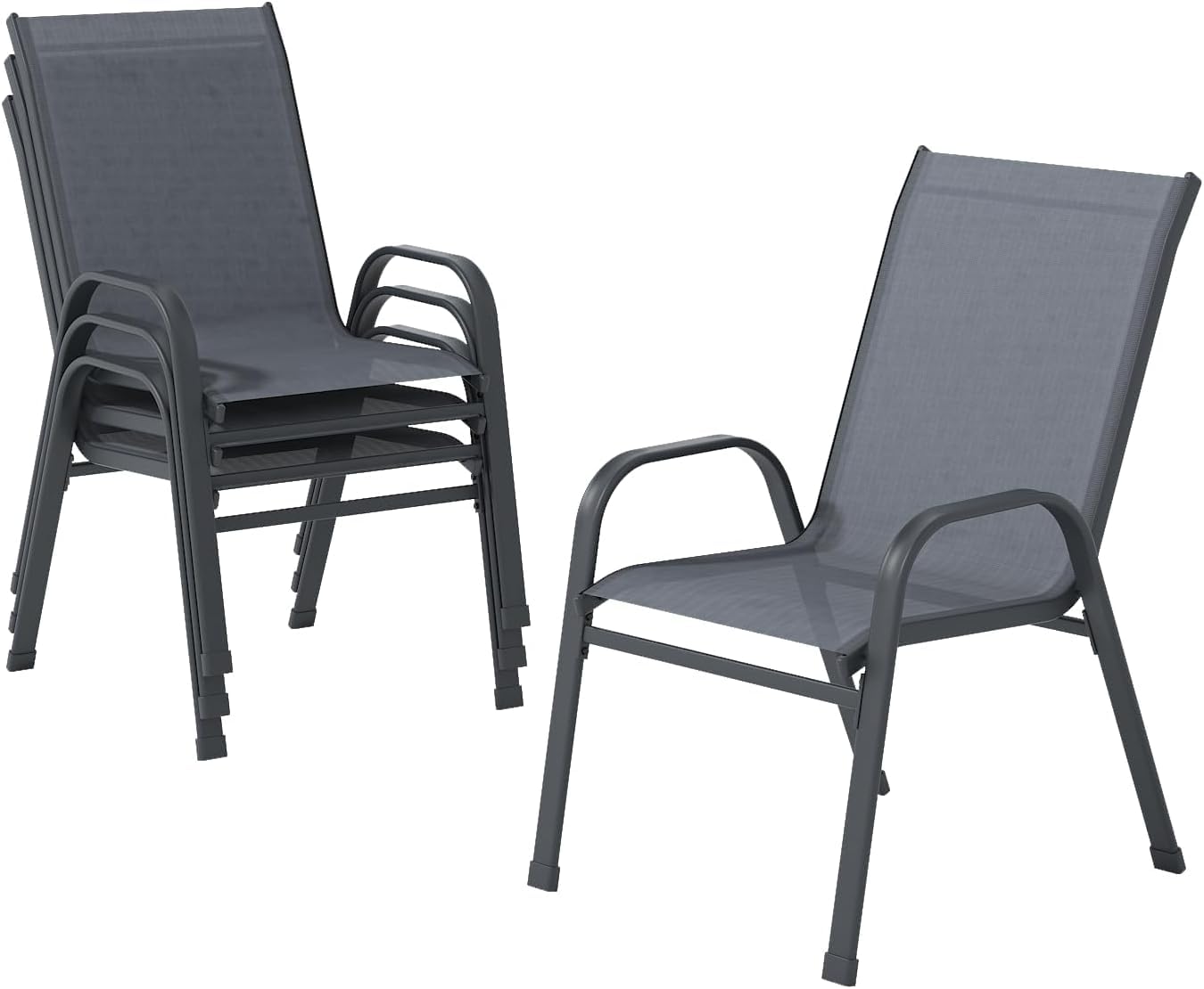 Scaune exterior XIELOUS PATIODC004 metal gri stackabile set 4