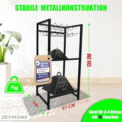 Raft sticle DEVIHOME Drinks Crate Rack Wine Rack 3 cutii 10 sticle