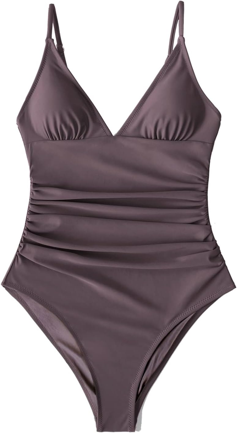 Costum de baie intreg YAO FEI cu decolteu in V si sutien detasabil, culoare uni