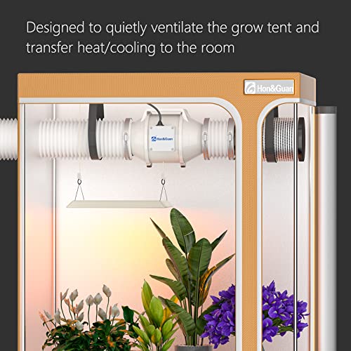 Ventilator Inline Hon&Guan 100mm silentios, debit reglabil treapta mare/mica, ventilator inline pentru baie, birou, grow tent si hidroponie