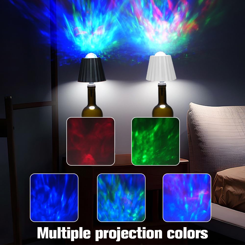 Lampa sticla RIRIDAMAI LED USB C cu proiectie stele, neagra