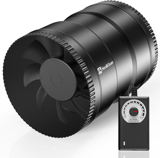 Hon&Guan 150 mm Adjustable Inline Pipe Fan, 587 m³/h Pipe Fan, Exhaust Fan with EU Plug, Duct Fan, Bathroom Fan for Conservatory, Greenhouse, Basement, Garage, Kitchen, Bathroom, Black