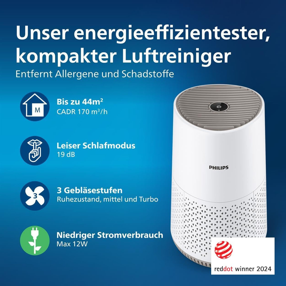 Purificator de aer PHILIPS Seria 600 pentru incaperi de pana la 44 m², alb