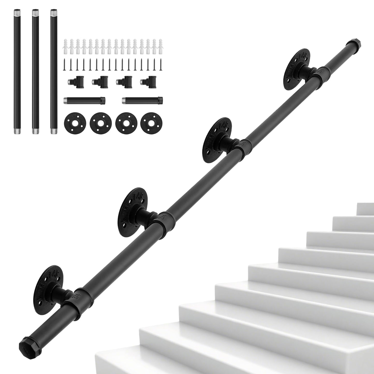 Balustrada OUUTMEE Fier forjat 100 cm neagra