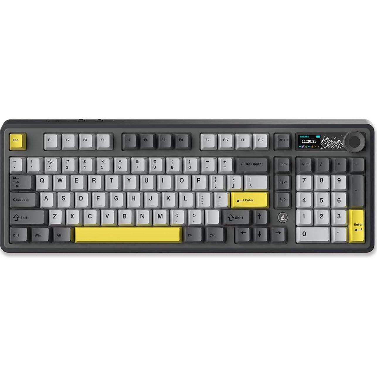 AJAZZ AK980 Mechanical Keyboard Gaming Keyboard with 1.14" Display and Buttons, 8000mAh Battery, BT/2.4G/USB-C, South Facing RGB, Hot Swap, FR4 Position Plate, 5-Layer Padding