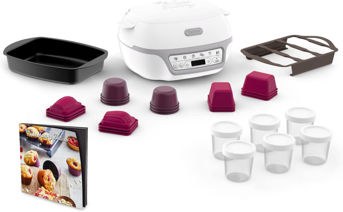 Aparat pentru prajituri Tefal Cake Factory Delices KD812110, argintiu, 5 programe automate si mod manual