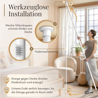 Cuier telescopic LOBUX cu 5 carlige, alb, 110-310 cm, marimea Kleiderstander