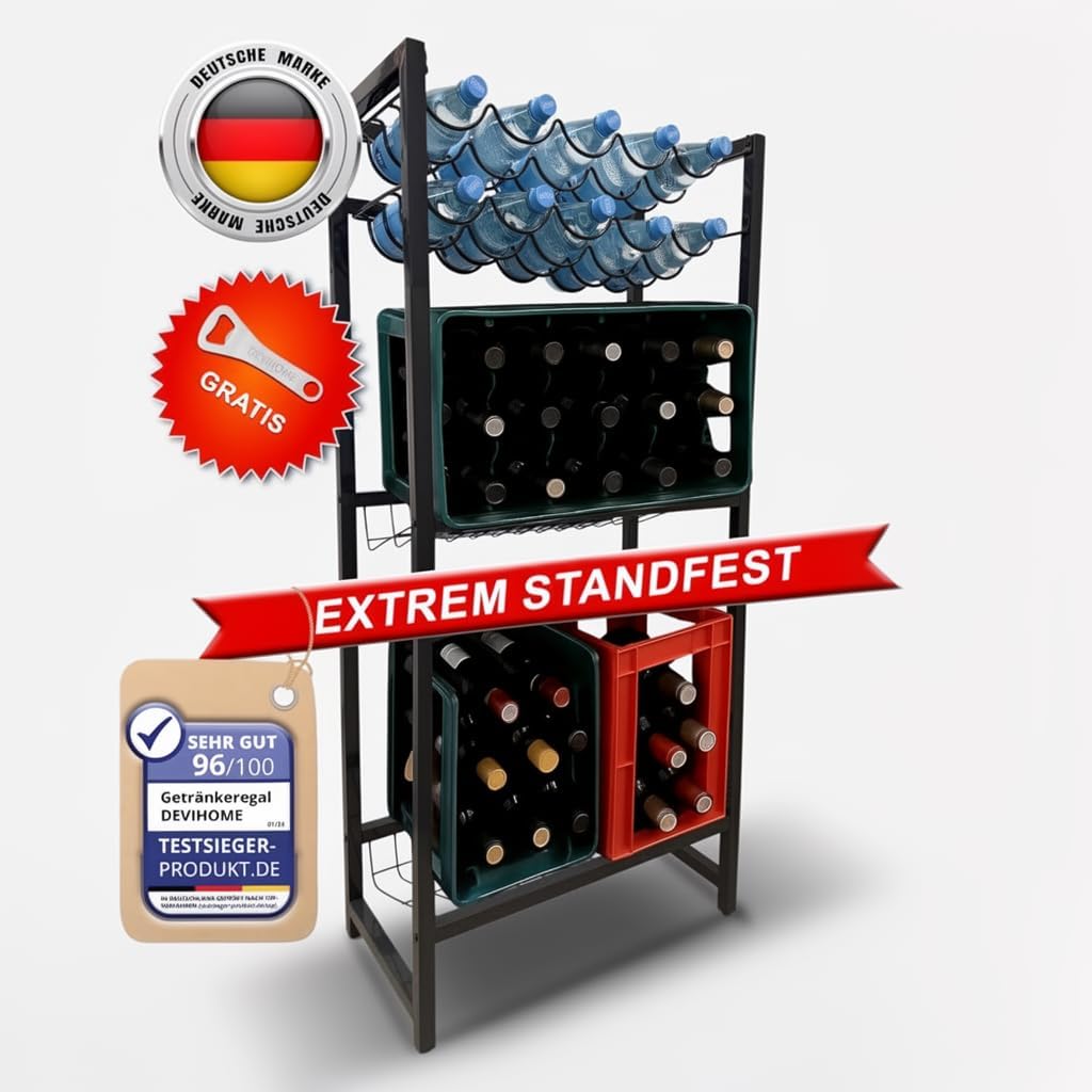 Raft sticle DEVIHOME Drinks Crate Rack Wine Rack 3 cutii 10 sticle