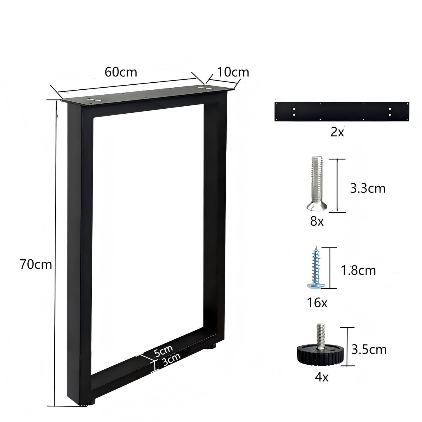 Picioare masa Jahof JHDLRT metal industrial 60 x 70 cm negre