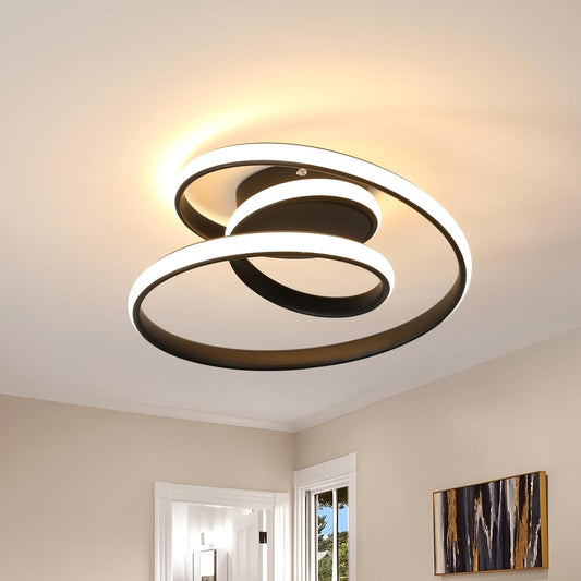 Comely Ceiling Light LED, 36 W Creative Spiral Design Ceiling Light Black Bedroom Lamp, Modern Ceiling Light LED Warm White 3000 K for Living Room, Dining Room, Kitchen, Hallway