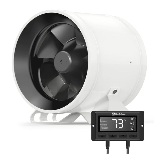 Ventilator Inline 150mm Reglabil, senzor umiditate 689 m3/h, cu Priza EU, Negru