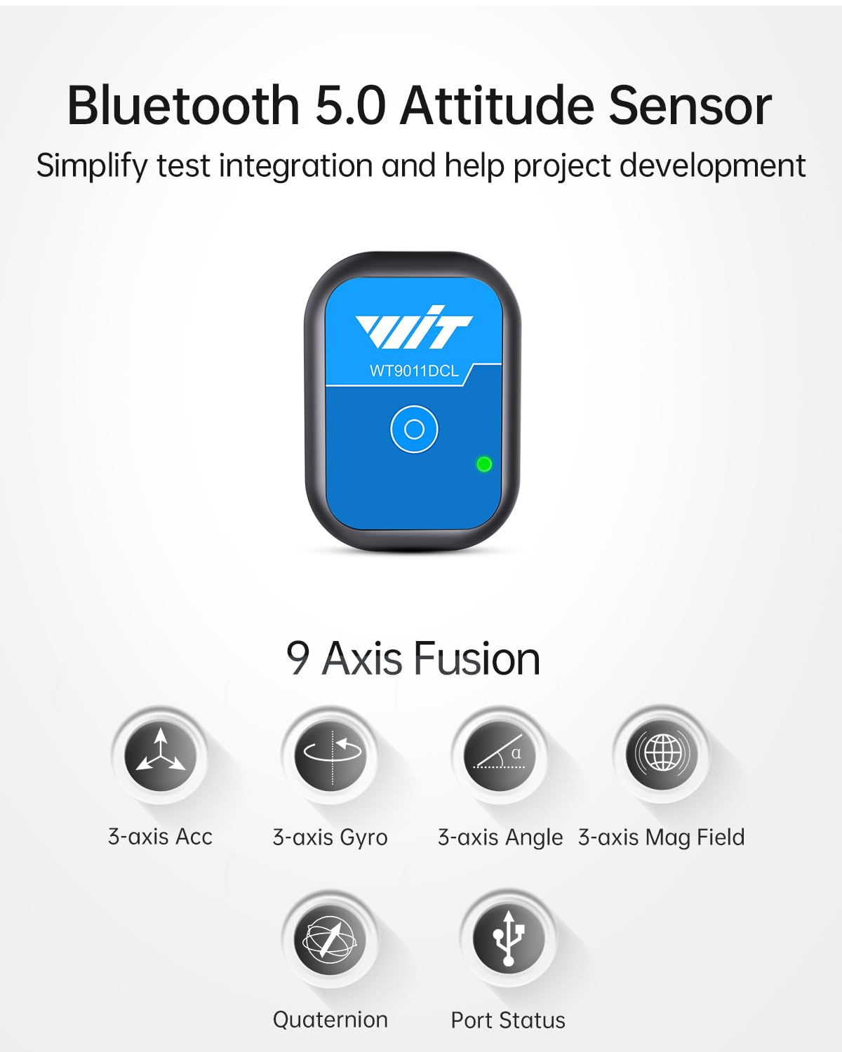 [Bluetooth 5.0 Accelerometer+Inclinometer] WT9011DCL MPU9250 High-Precision 9-axis Gyroscope+Angle(XY 0.2° Accuracy)+Magnetometer with Kalman Filter, Low-Power 3-axis AHRS IMU Sensor for Arduino