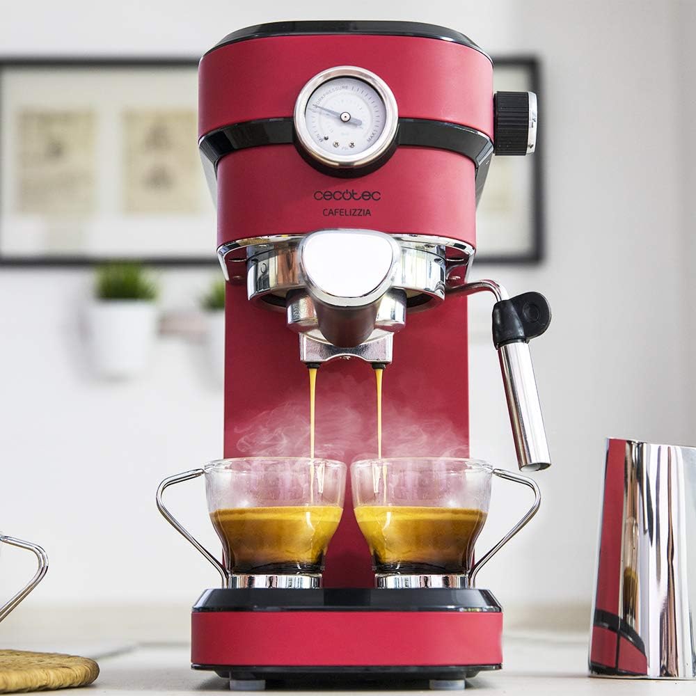 Espressor Cecotec Cafelizzia 790 Shiny Pro 1350W cu manometru, rosu