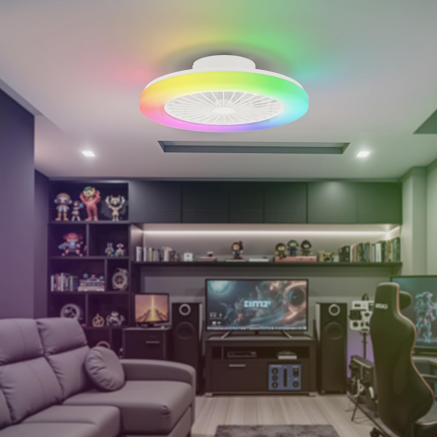 Ventilator tavan BKZO RGB Ceiling Fan cu lampa, control dublu