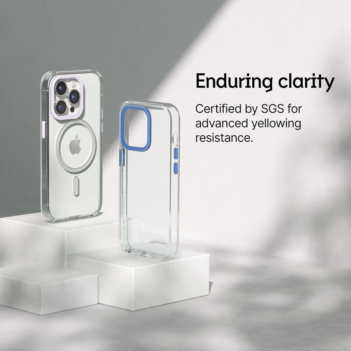 RHINOSHIELD Clear Case Compatible with Magsafe for [iPhone 15 Pro Max] | Superior Magnetic, Advanced Yellowing Resistance, Crystal Clear, Protective Clear Phone Case - White Camera Ring