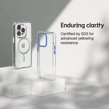RHINOSHIELD Clear Case Compatible with Magsafe for [iPhone 15 Pro Max] | Superior Magnetic, Advanced Yellowing Resistance, Crystal Clear, Protective Clear Phone Case - White Camera Ring