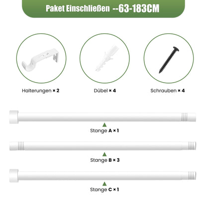 Galerie perdea Poskena 63-183 cm, 16 mm, otel inoxidabil alb
