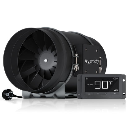 Aygrochy 100 mm Intelligent Duct Fan with Temperature and Humidity Control, Extractor Fan for Boosters, Grow Tents, Ventilation and Tente de Culture Hydroponique