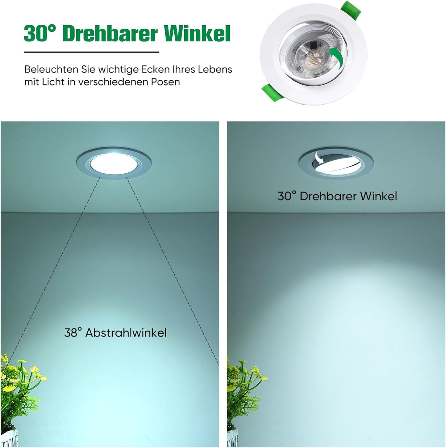 Shine Decor LED Recessed Spotlight,Neutral White 4000K Dimmable,LED Ceiling Downlights,Recessed LED Lights for Bedroom Bathroom Kitchen,Pack of 10