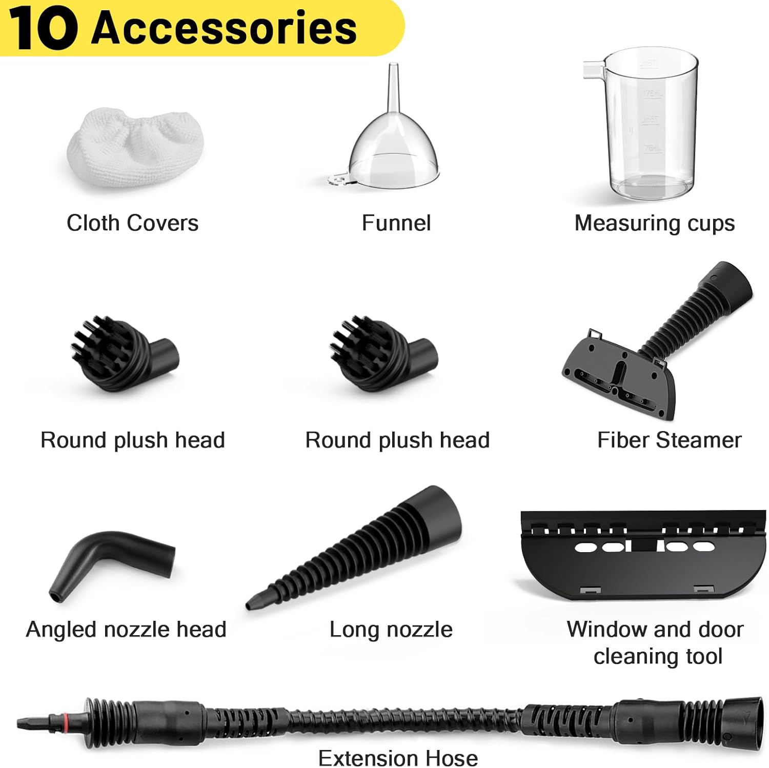 Handheld Steam Cleaner, Steam Cleaner, Cleaning Steamer, Portable Multi-Purpose Steam Cleaner with Safety Lock and 10 Piece Accessory Kit for Removing Dirt, Grease