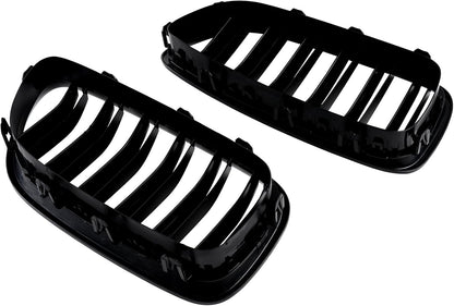 Hengjiayao E46 Kidney Black Radiator Grille for BMW 3 Series E46 4 Door 4D 2002-2005 LCI Facelift Grill Gloss Black Double Bridge Sport Grille Front (Not fit for 2 Doors) (For 3er E46 2002-2005 LCI)