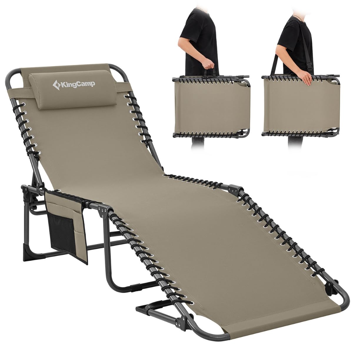 Sezlong KingCamp Berlin Classic Comfort Lounge 5 trepte, bej