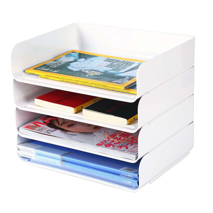 Organizator documente HKeeper 4 niveluri A4 plastic alb