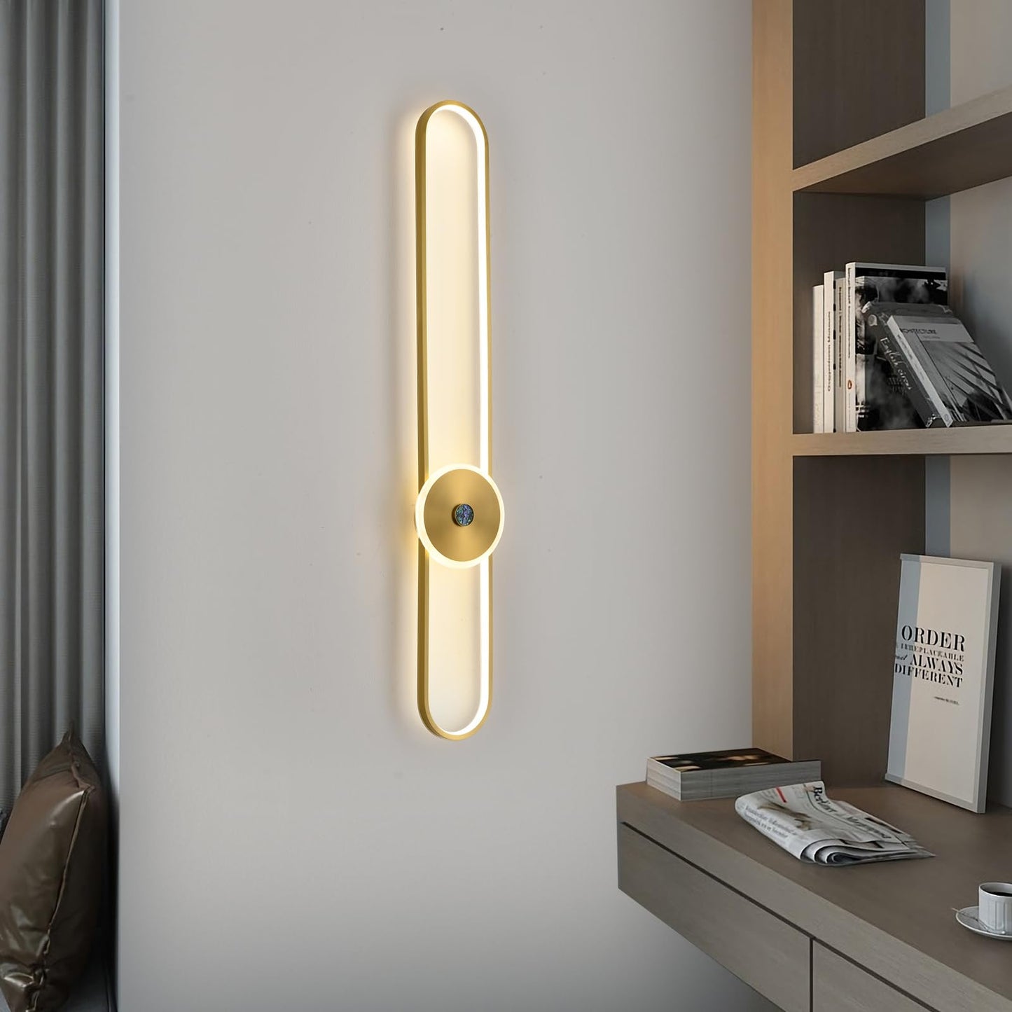 Aplica LED GEADI 115cm 16W cu telecomanda, dimabila, aurie