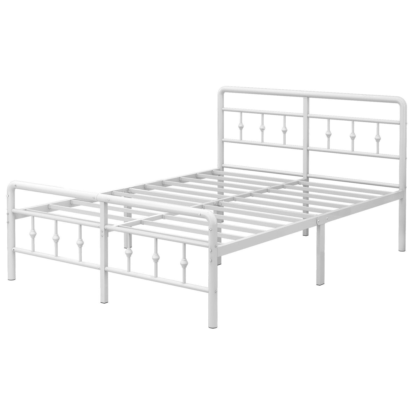 Pat metal EMODA 180x200 cm stil Victorian alb, cadru silentios