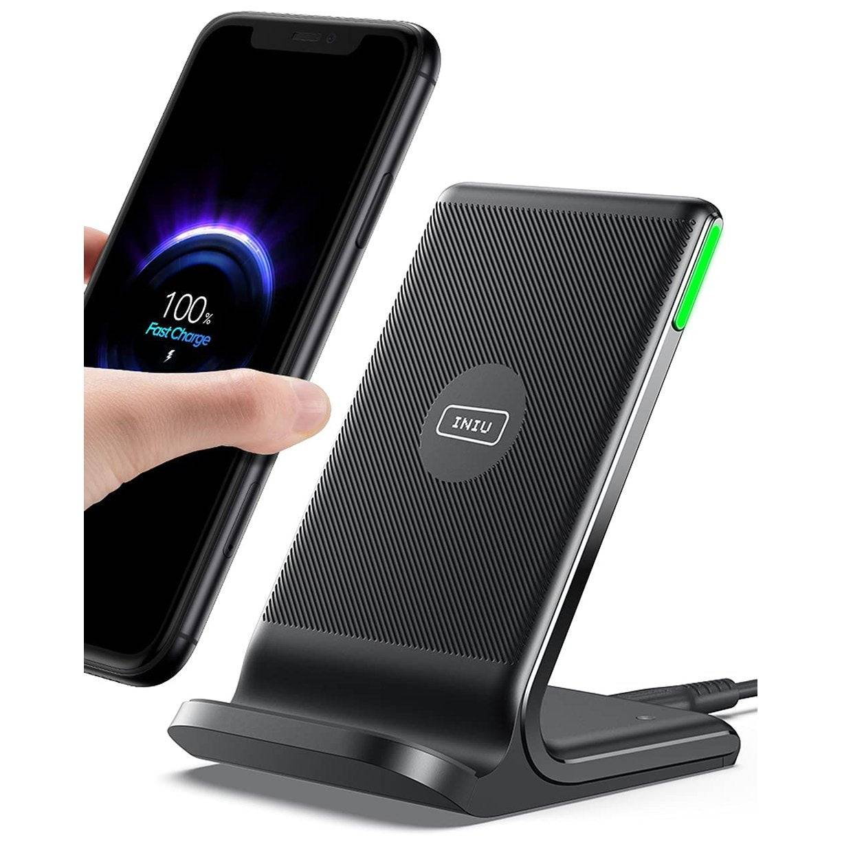 INIU Wireless Charger, [White, 15W] Fast Wireless Charging Stand Qi Certified for iPhone 16 15 14 13 12 11 Pro Max Samsung S23 S22 Google Pixel etc