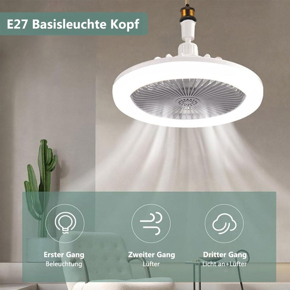 Lampa ventilator Anyingkai Fan Lamp E27 30W cu telecomanda