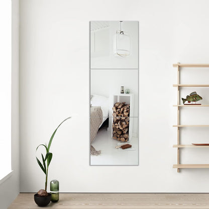 Muzilife Glass Mirror Tiles, 3 Pieces, 40 x 40 cm, DIY Wall Mirror with 4 Adhesive Mats, HD Mirror Set in Kitchen, Living Room and Bathroom