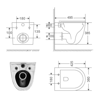 Toaleta suspendata Hogart L-093E Rimless, flush 3-4.5 L