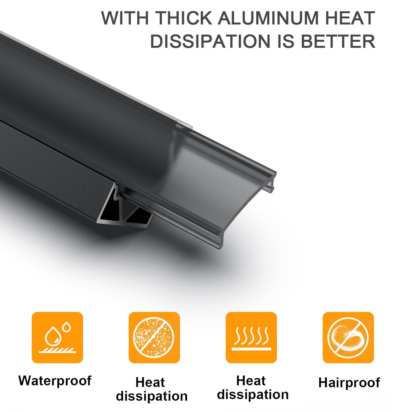 Profil LED Angdarun 1m V-shape aluminiu 10 bucati cu capac negru