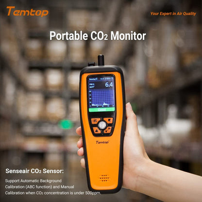 Temtop Air Quality Monitor CO2 Meter Professional CO2 PM2.5 PM10 Formaldehyde Temperature and Humidity Monitor w/Audio Alarm Data Export (M2000 2nd)