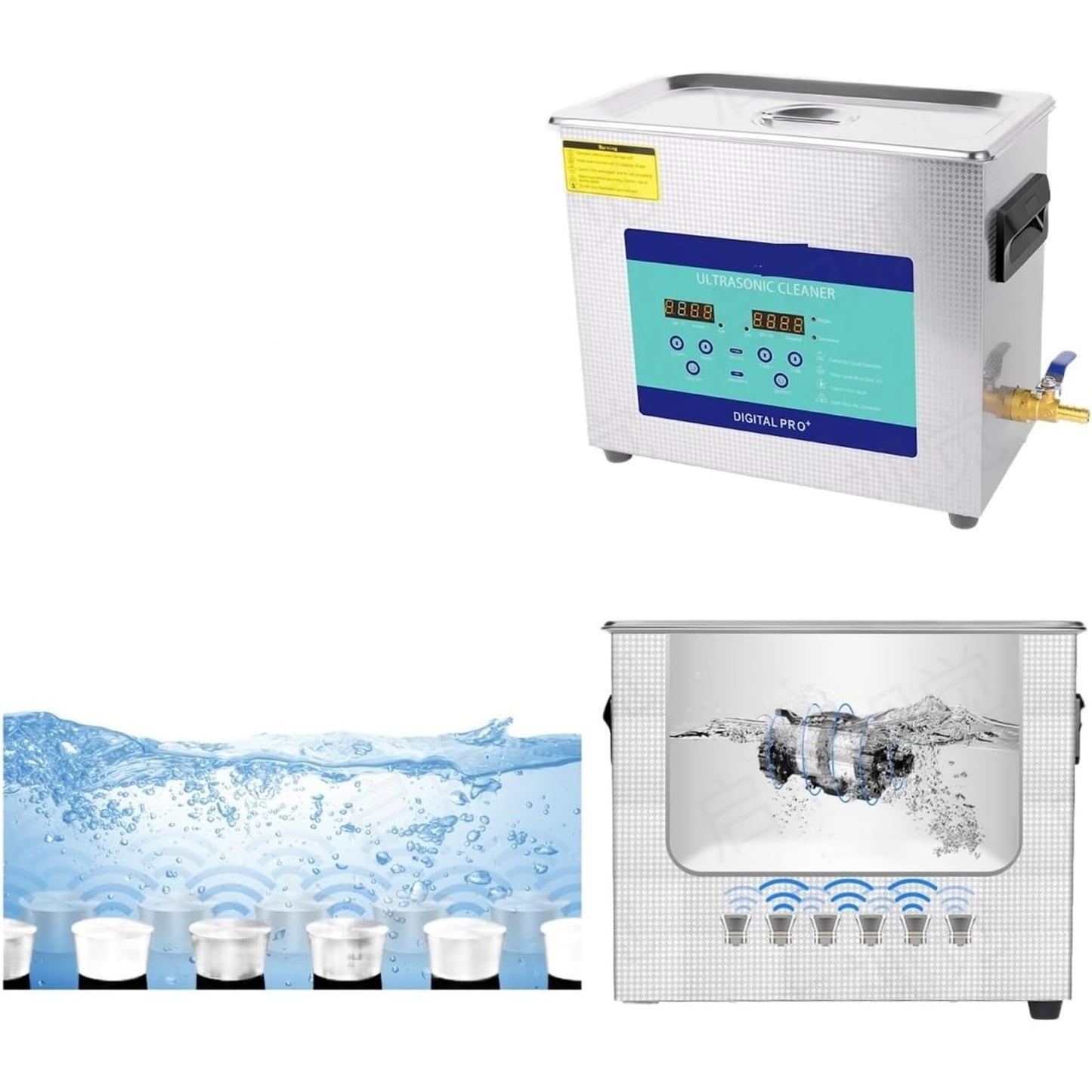 TUMAHE Ultrasonic Cleaner, Ultra Cleaner AIPOI Ultra Cleaning Device 6.5L For Car And Motorcycle Repair Workshops Aviation Maintenance Electronic Basket For PCB Tableware Denture Jewelry Brass Gla