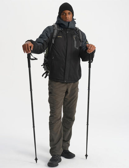 GEMYSE Men's Mountain Waterproof Ski Jacket Windproof Fleece Outdoor Winter Coat with Hood