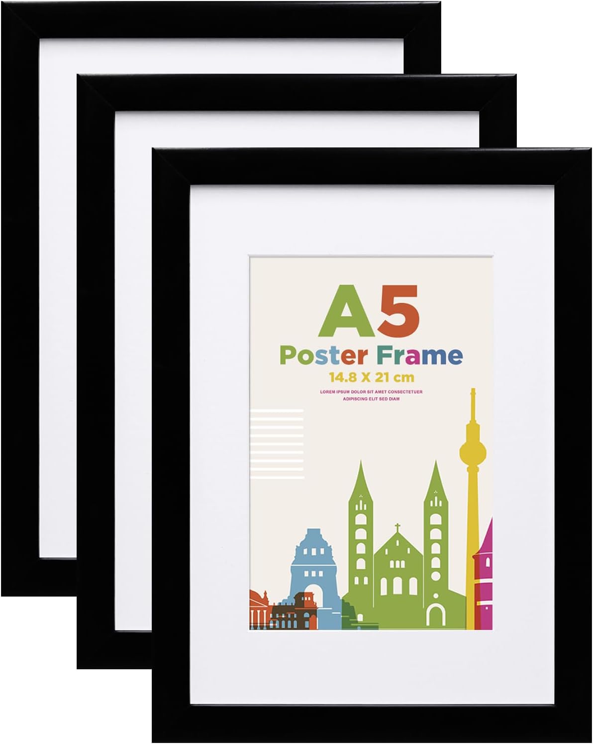 Rame foto EGOFINE 50x70 cm din lemn cu plexiglas alb, set 2 pentru perete