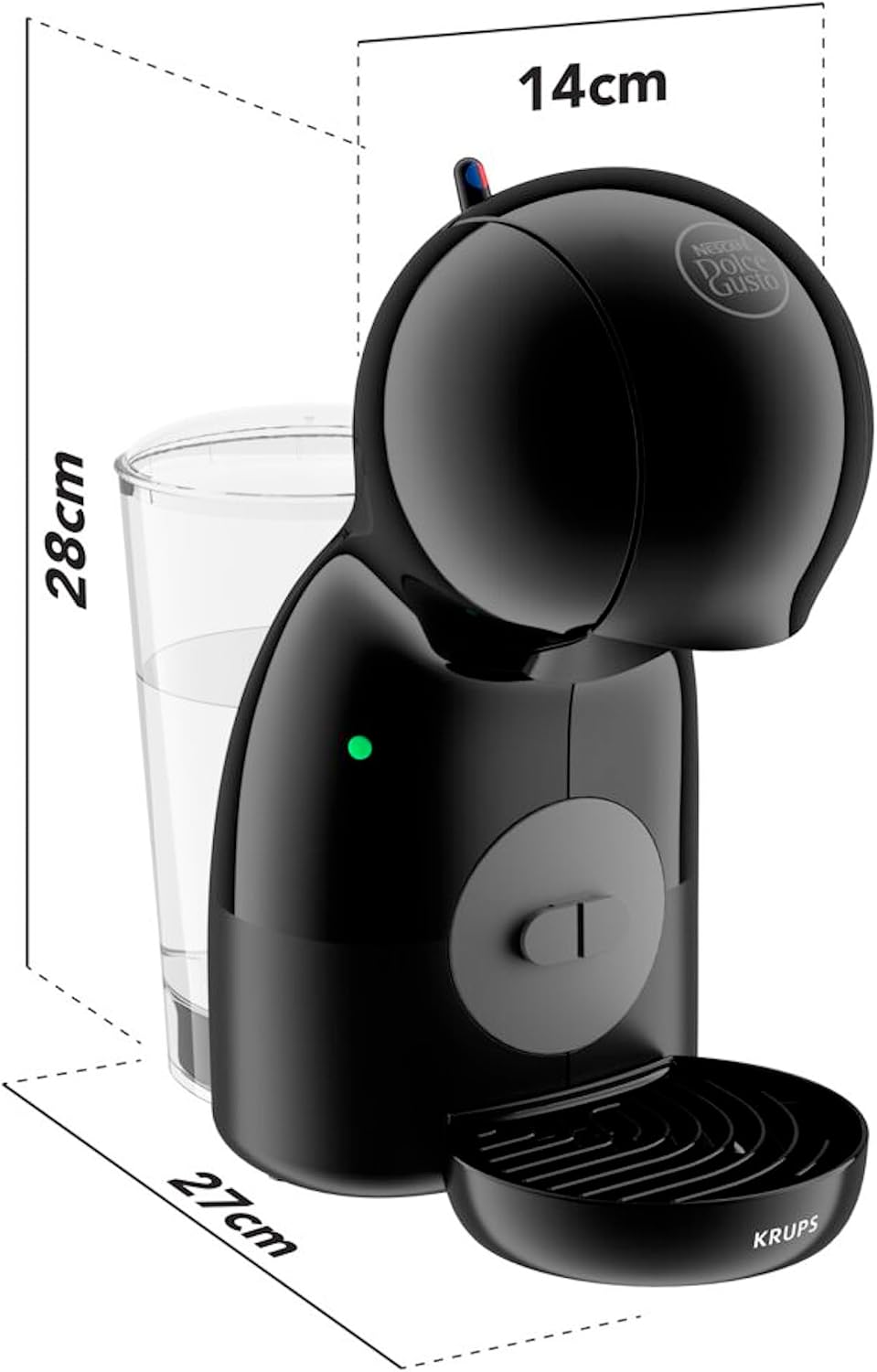 Espressor cu capsule KRUPS Nescafe Dolce Gusto Piccolo XS KP1A3BCAS, 15 bar, rezervor 0.8 L, negru