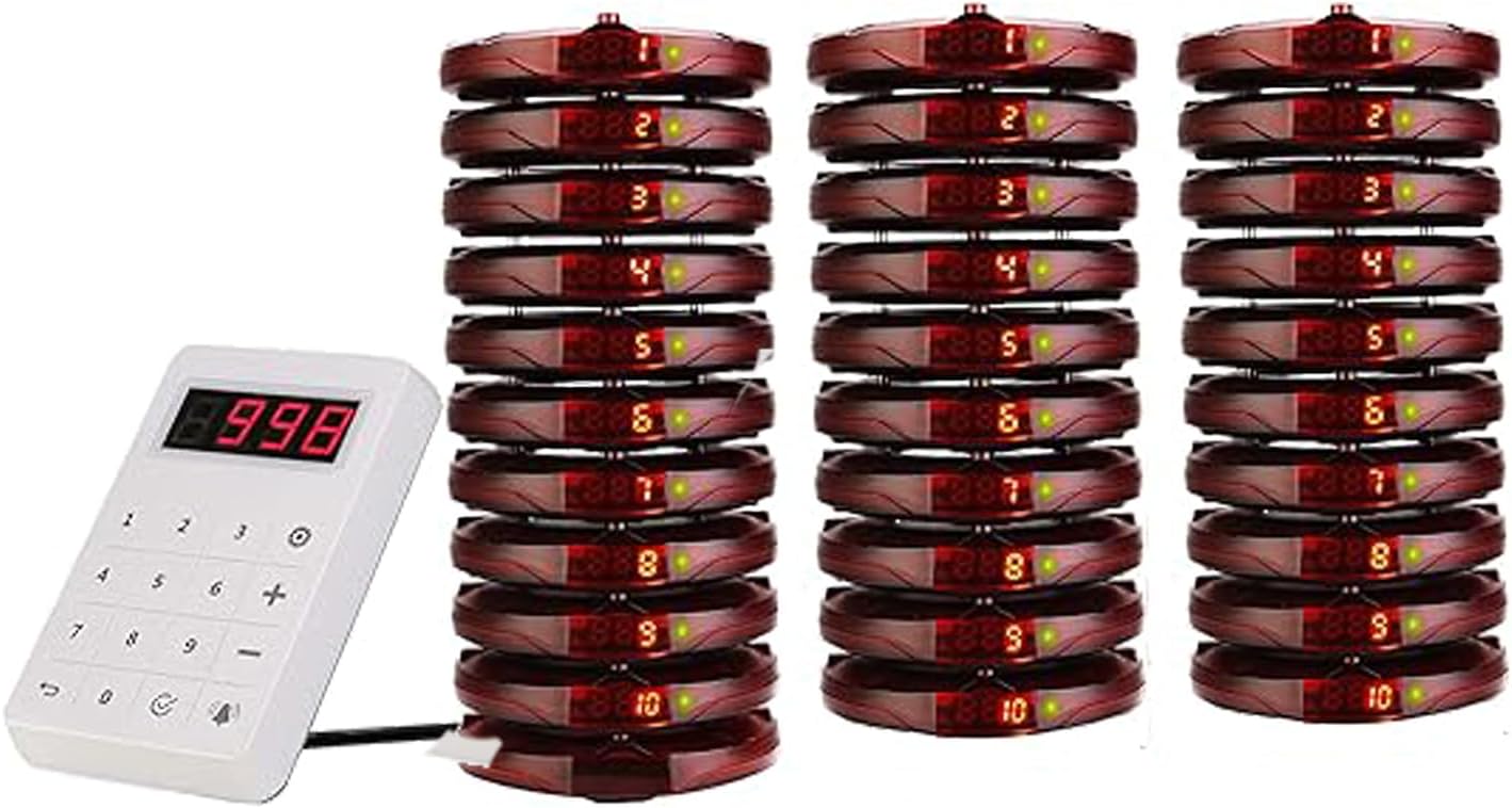 Retekess TD158 Pager Call System, 30 Restaurant Pager System, Outdoor 500 M, LED Tube Display, 4 Call Modes, 1-250s Call Time, Gastro Pager for Food Truck, Hotel, Bar