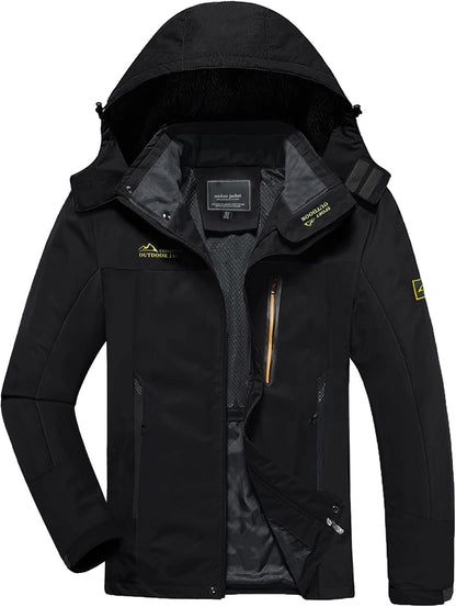 KEFITEVD Softshelljacke Herren Wasserabweisende Funktionsjacke mit Abnehmbarer Kapuze Leichte Outdoorjacke für Wandern Trekking