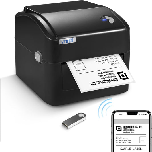 vretti Etikettendrucker WiFi 5G，DHL Etikettendrucker,Thermodrucker 4x6 für Versandetiketten Kleinunternehmen, Kompatibel mit Amazon,Shopify,Etsy,Ebay,UPS,DHL,FedEx