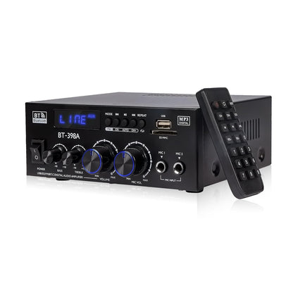 1000W Amplificateur, Bluetooth 5.3 Audio, Stéréo Audio Récepteur Ampli HiFi à 2.0 CH 60W x2 avec Bass/Treble/AUX/FM/MIC/USB, Convient pour Deux Haut-parleurs d'environ 10 Pouces, pour Ampli Voiture