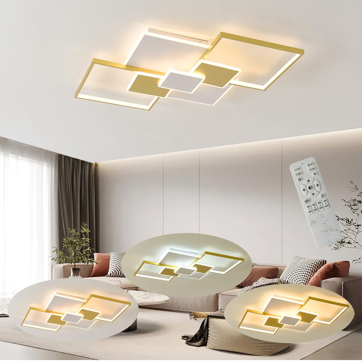 Lampa tavan LED Dimmable White + Black 68W 6800 lm telecomanda